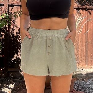 Princess Polly Olive Green Button-Front Shorts